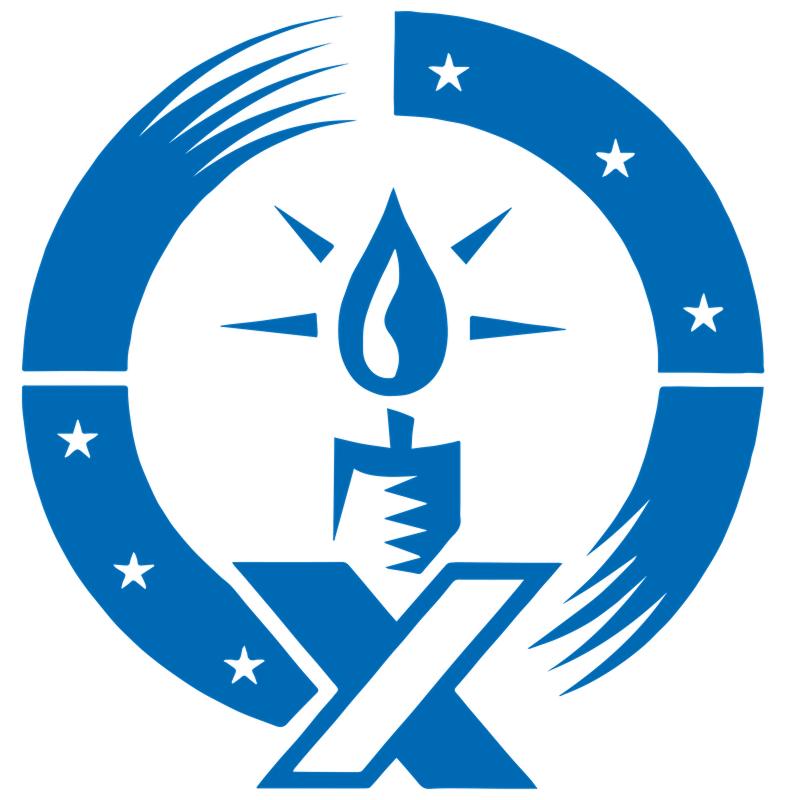 Logo der Friedenslicht-Aktion: eine Kerze mit Flamme in einem Sternenkranz